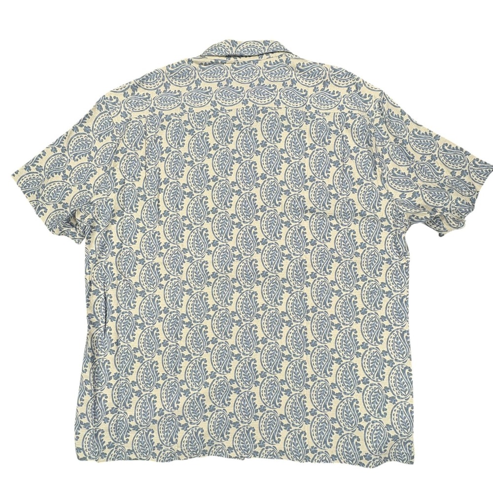 Tommy Bahama Silk Jacquard Shirt Mens XXL Blue Cream Paisley Short Sleeve NWT - Picture 3 of 11